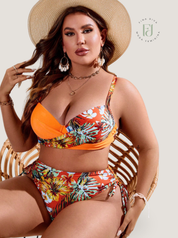 Biquini Feminino Cintura Alta con Push Up Maitê. Plus Size.