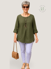 Camisa Feminina de Linho plus size Clarice.
