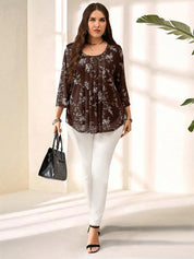 Blusa com estampa de flores Manga 3/4 - Alida